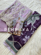 Cotton fully embroidered suit with chiffon dupatta-3523