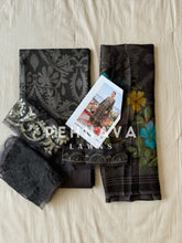 Coffee brown Printed casual suit with chiffon dupatta -16002