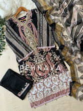 Printed Casual Suit with organza patches-black