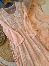 Authentic chikankaari embroidered suit-peach