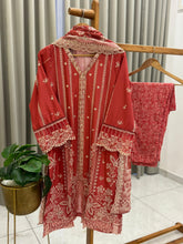 Premium Floral Embroidery Red Suit