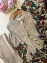 Beige Kurta Set Ft. Kalamkari Dupata