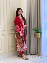 Red Semi-stitched Embroidered Rayon Suit 1451