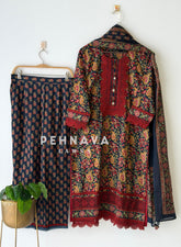 Lace Trimmed Printed Suit Set-256