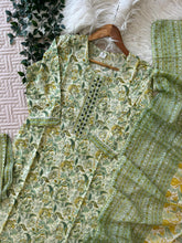 Pure Cotton 3 Piece Suit- Green floral