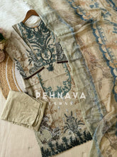 Pakistani printed cotton suit with embroidered patches -9083