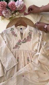 Pure Cotton Self-Embroidered pleated suit-4602