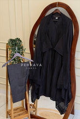 Pleated Yoke Lace-Trimmed Suit Set-415
