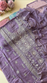 Pure chiffon chikankari handworked suit-9936