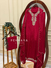 Premium Crepe Handworked Unstitched Suit H 5190
