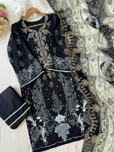 Black Printed Unstitched Suit 3972