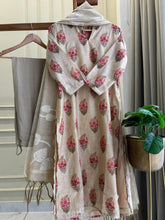 Tussar Floral suit Self- Embroidered suit-3980