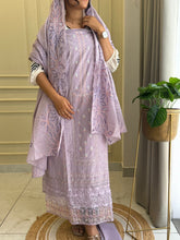 Lavender Semistitched Cotton Fully Embroidered Suit 3982
