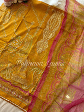 Printed casual suit with chiffon dupatta-537 yellow