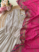 Chinnon hand worked Anarkali with contrast dupatta-4604