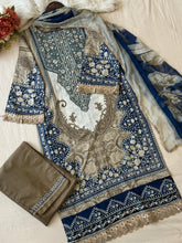 Lace detailed Blue&White Printed Pakistani Suit-1362