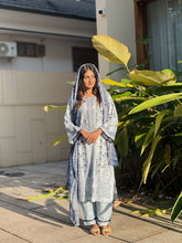 Blue Printed Unstitched suit 3977