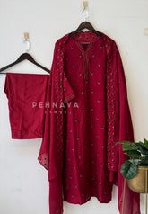 Floral Embroidered Suit Set 12694 - Pehnava Lawns