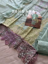 Cotton fully embroidered suit with cotton net dupatta-6025