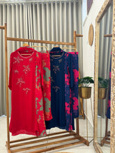 Pure crepe hand embroidered suit with printed Palazzo- 10010