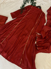 Panel cut full flaired anarkali -Rust orange - Pehnava Lawns