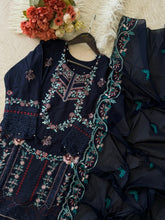 Premium Embroidered Pak-Suit Ft. Cotton Dupatta-Blue - Pehnava Lawns