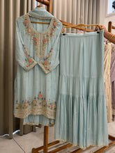 Handworked Chiffon Suit with Pleated Sharara Pants