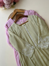 Chinnon handworked Anarkali suit with Beads Detailings