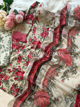 Floral printed cotton suit with embroidered patches-568 beige