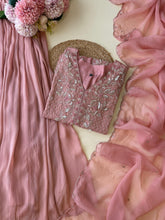 Heavy hand embroidered suit with pleated wide Palazzo-4357