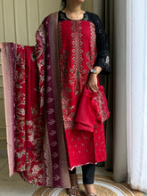 Embroidered cotton suit with chiffon dupatta -color options