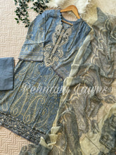 Beautiful blue Printed casual suit with chiffon/cotton dupatta -3311