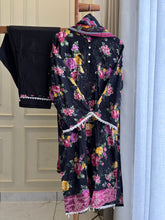 Black Embellished Floral Suit