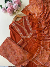 Pure cotton embroidered Anarkali suit with hackoba Detailings