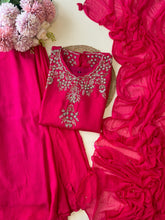 Dola silk short handworked shirt with wide palazzos-3939