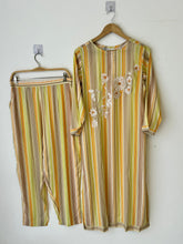 Striped Floral Embroidered Suit