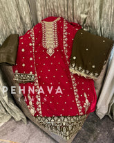 Pure chiffon embroidered party wear -gulabi color