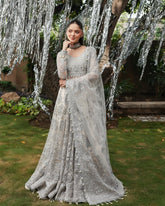 Heavily Emblished Ivory and Silver Lehenga