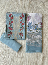 Cotton self embroidered suit -104