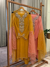 Premium chiffon handwork semi stitched with dual shade dupatta-2116