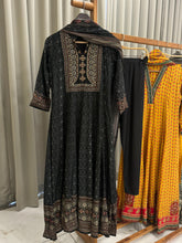 Black Pure Crepe Panelled Anarkali