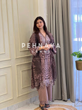 Brown Printed Lawn Suit with Printed Dupatta-Chiffon/Cotton