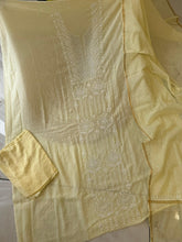 Authentic chikankaari embroidered Unstitched suit- Yellow