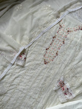 Off white Georgette embroidered semi stiched party wear