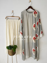 Striped Floral Printed Three Piece Set-6256