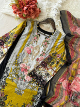 Vintage Floral Charm Mustard Suit With Printed Dupatta