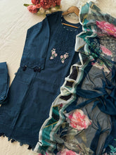Premium Blue Pak-Suit With Chiffon Dupatta - Pehnava Lawns