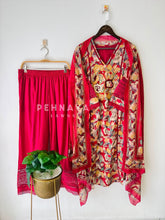 Floral Print Cotton Suit with Lace