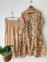 Floral Print Cotton Suit with Lace