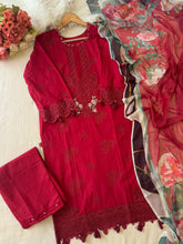 Premium Red Pak-Suit With Chiffon Dupatta